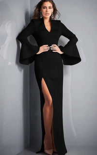 Jovani - Evening Dress With Bell Sleeves & High Slit