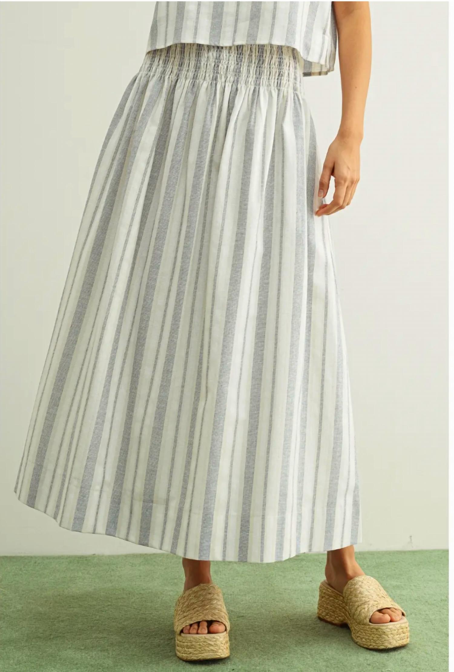 MIOU MUSE Blaire Smock Waist Long Skirt in black oatmeal - women's skirt - view 4
