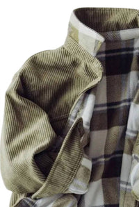 Urban Daizy - Women's Plaid Lined Corduroy Flannel Shacket