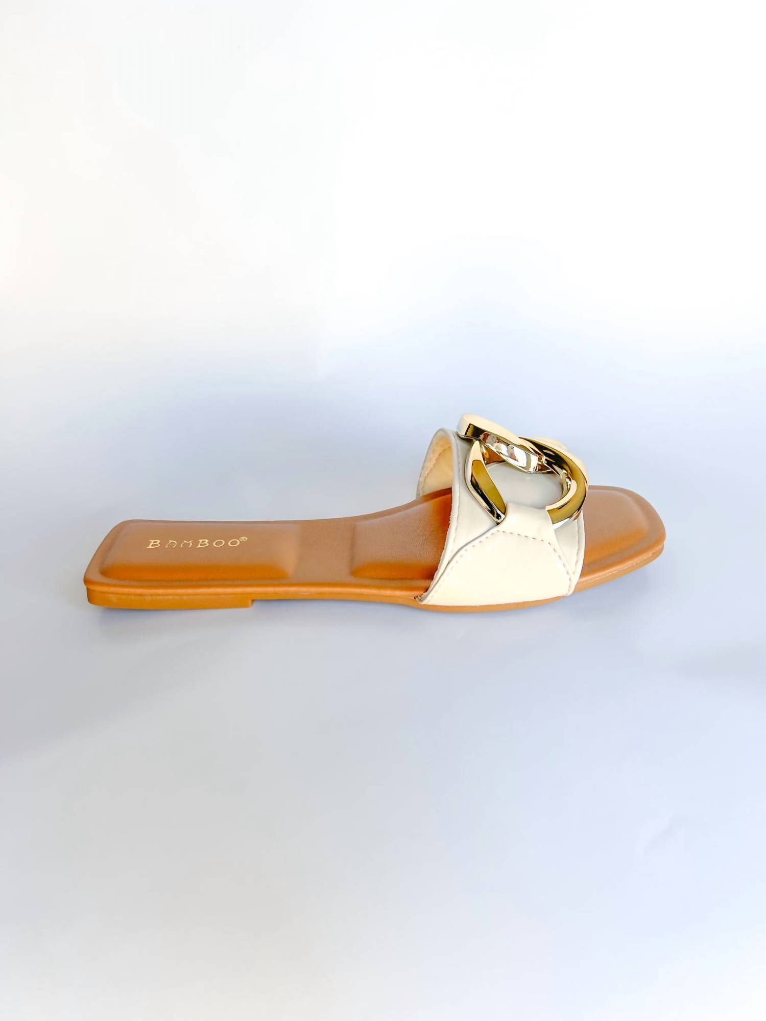 Bamboo Women's Chain Slide Sandals in ivory gold - women's sandal - view 4