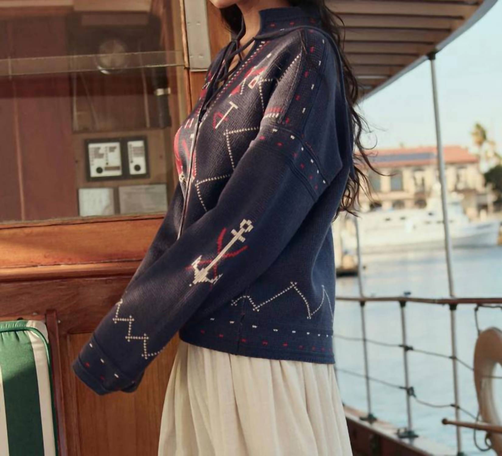 The Great. - The Fisherman Lace Up Sweater