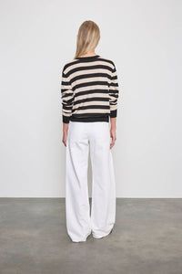 Enza Costa - STRIPE SILK KNIT CREW TOP