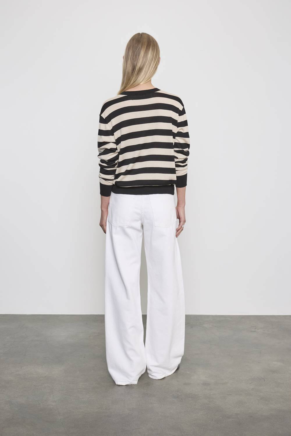 Enza Costa - STRIPE SILK KNIT CREW TOP