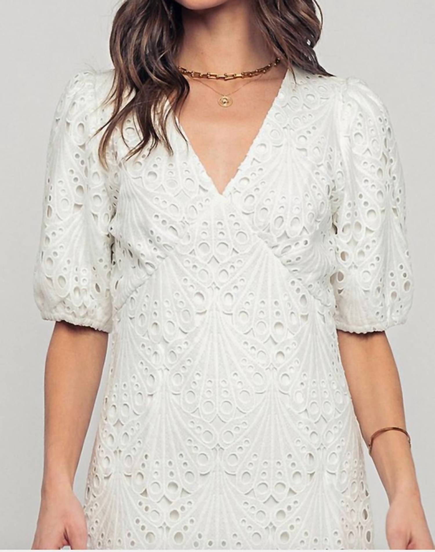 Urban Daizy Scalloped Lace Mini Dress in white - women's dress - view 4