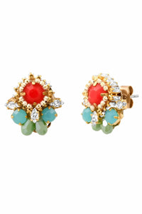 Tai Jewelry - Women's Mixed Media Opaque Stone Studs