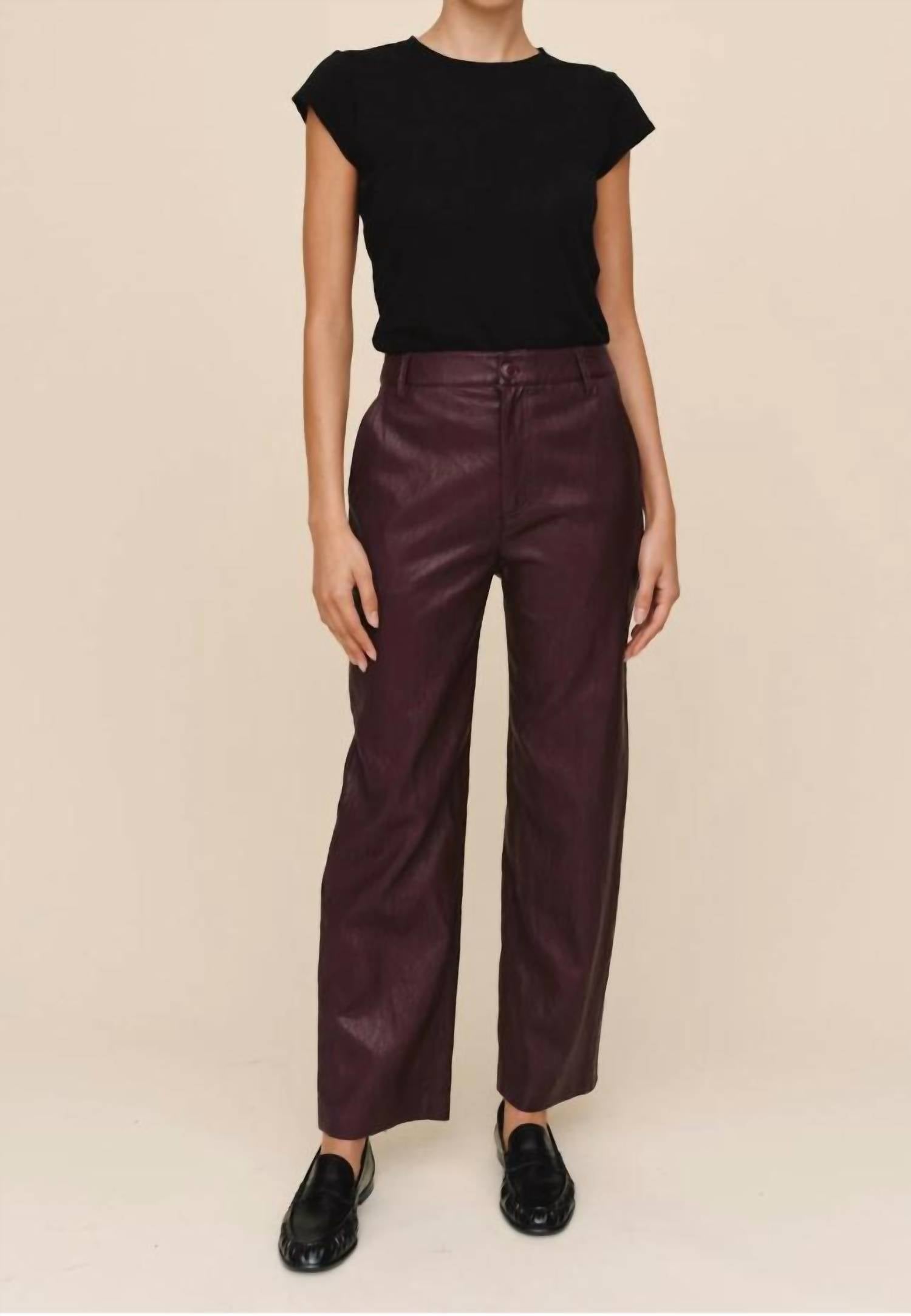 Bella Dahl Faux Leather Pants in crimson embers - women's pants