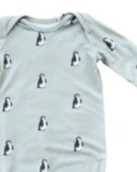 babysprouts Kids' Knotted Sleeper Set in blue penguin - kids' sleepwear - detail view