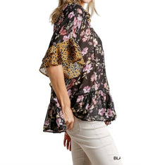 Umgee - Floral & Animal Print Top