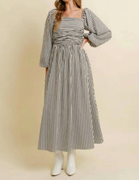 Cloud Ten - Striped Square Neck Midi Dress