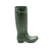 HUNTER Women's Original Tall Rain Boots in hunter green 1 - women's shoe - detail view