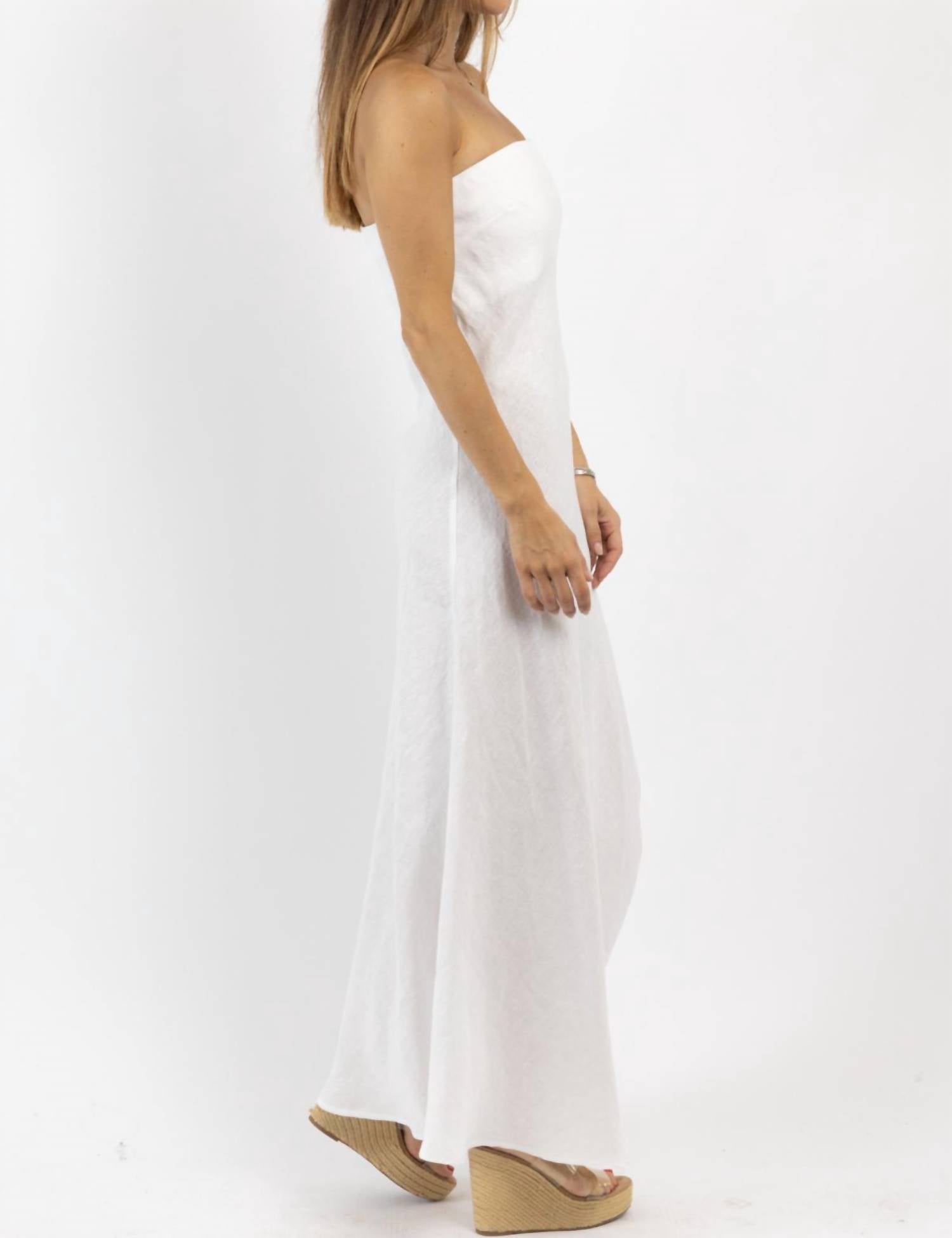 Olivaceous - Jasper Linen Strapless Dress