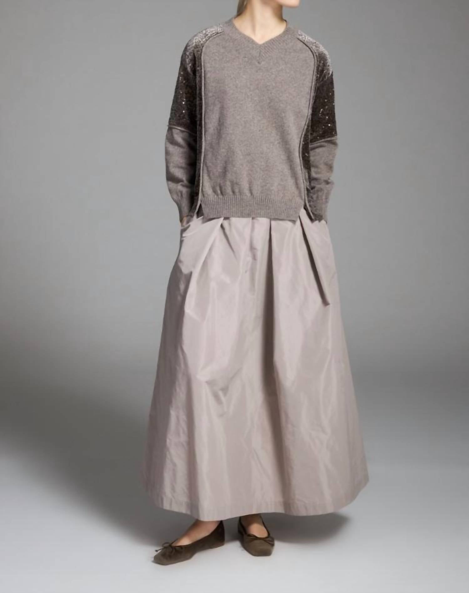 Tricot Chic Sequin Sweater in grey taupe - women's sweater