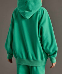 Panache Apparel Relaxed Hooded Sweatshirt in green - women's top - detail view