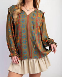 Easel - Happiness Floral Print Blouse - Plus