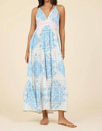 Surf Gypsy - Printed Halter Colorblock Midi Dress