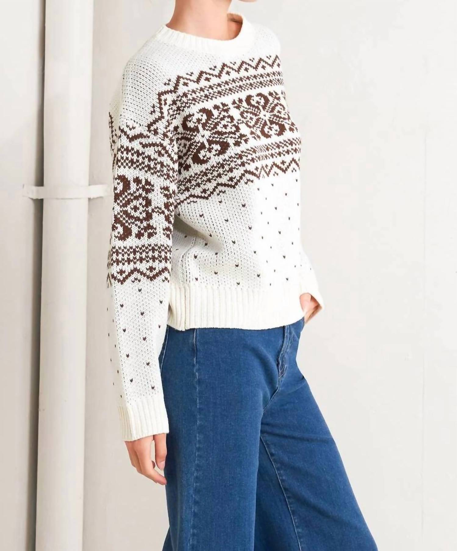 Flying Tomato - Snowflake Glam Pullover Sweater Top