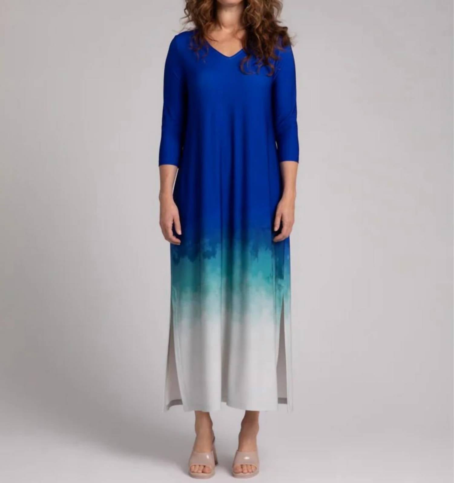 Sympli - V-neck Slit Dress