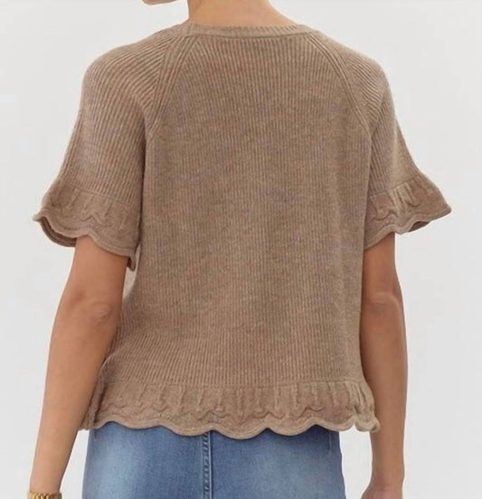 Jodifl - Jayla Scalloped Detailed Short Sleeve Sweater