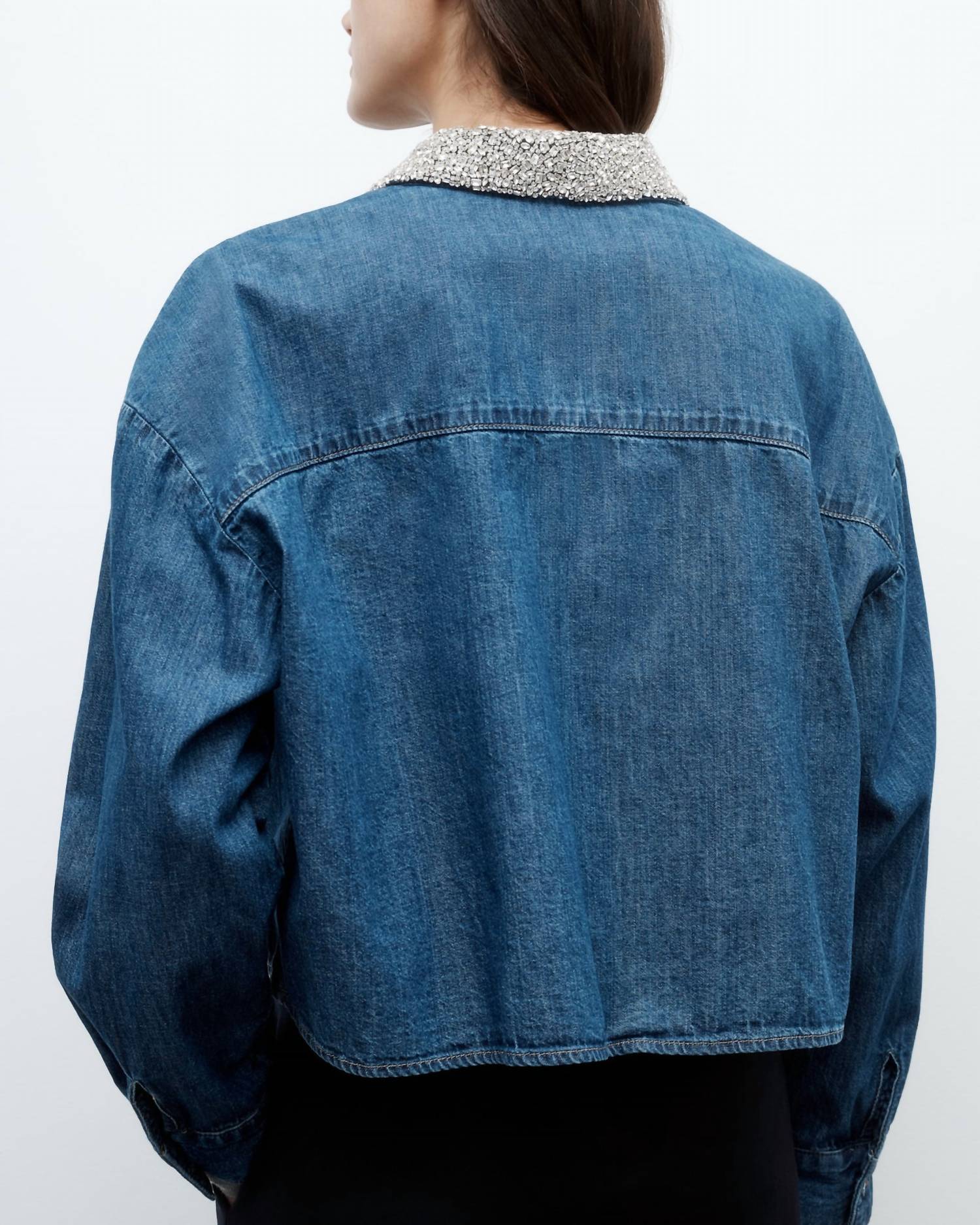 Twp - My Ex's Denim Jacket With Crystal Collar