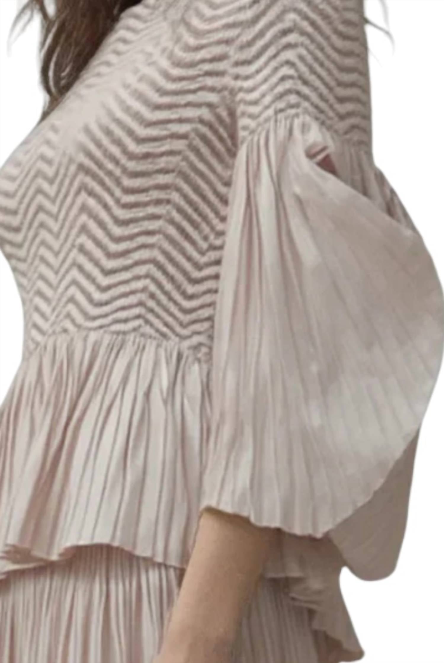 Ellyndale - Pleating Blouse Top With Tuck Sleeve