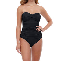 Profile By Gottex - Shirred Front Bandeau Strapless One Piece Swimsuit