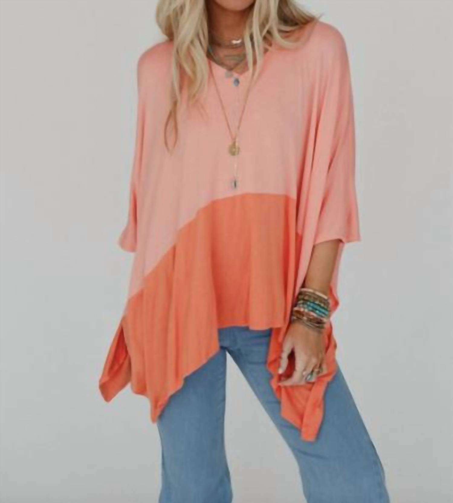 Three Bird Nest - Coffee Sunsets V-neck Top
