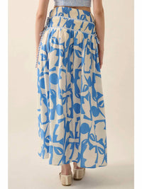 Promesa - Abstract Floral-print Tiered-waist Maxi Skirt