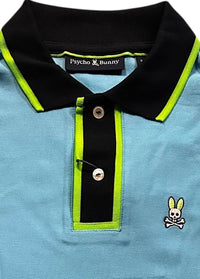Psycho Bunny Men's Westbury Polo in blue - men's shirt - detail view