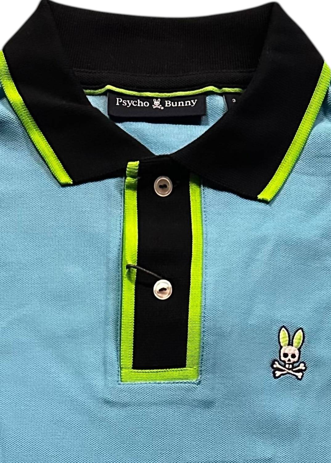 Psycho Bunny Men's Westbury Polo in blue - men's shirt - detail view