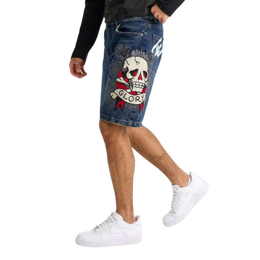 Ed Hardy - Death Or Glory Skull Denim Skater Short