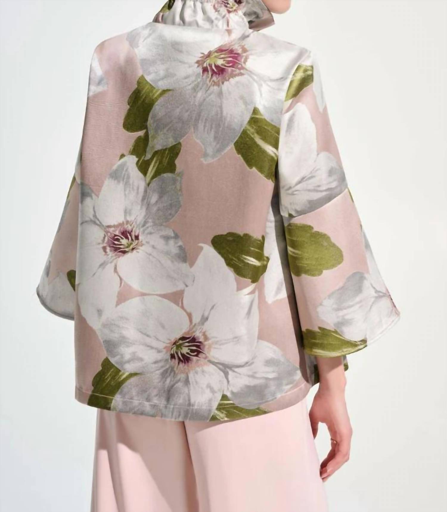 Joseph Ribkoff - Floral Jacquard Trapeze Jacket With Bell Sleeves