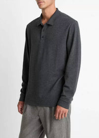 Vince - Heathered Double Face Long Sleeve Polo