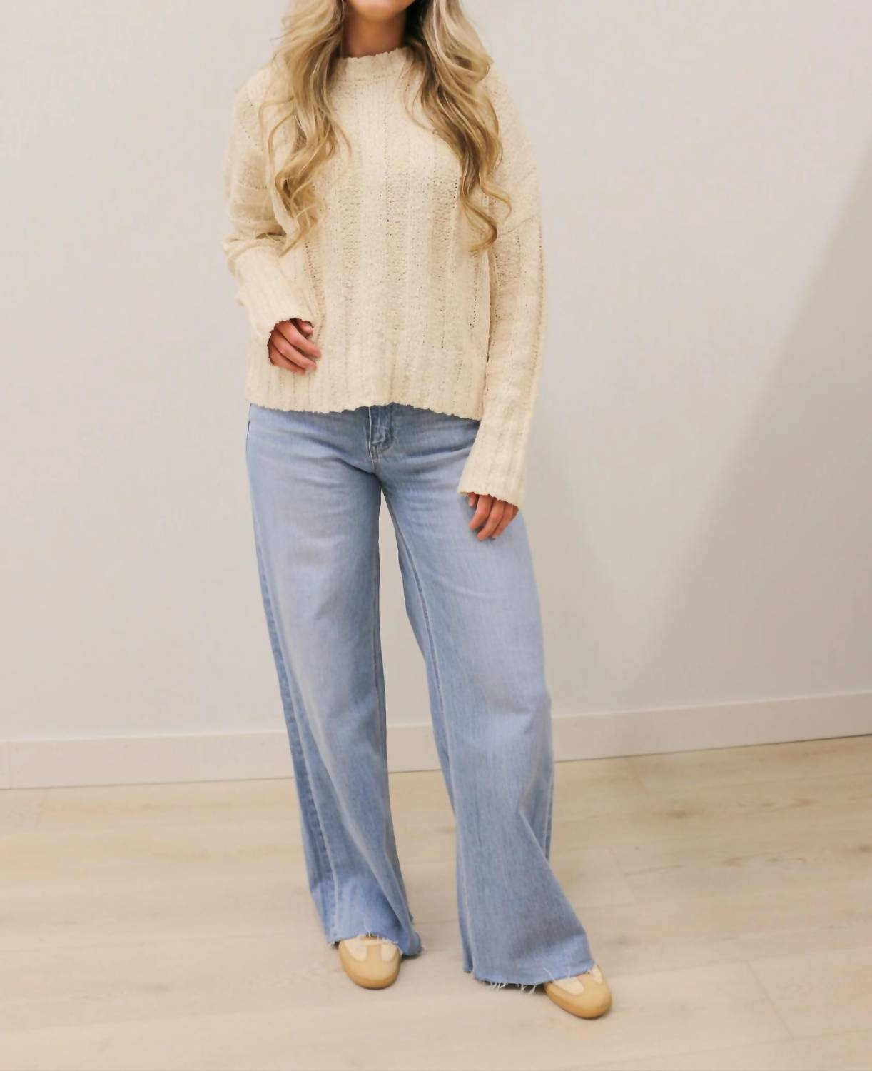 Vervet By Flying Monkey - Olivia Wide Leg Comfort Stretch Raw Hem Jeans