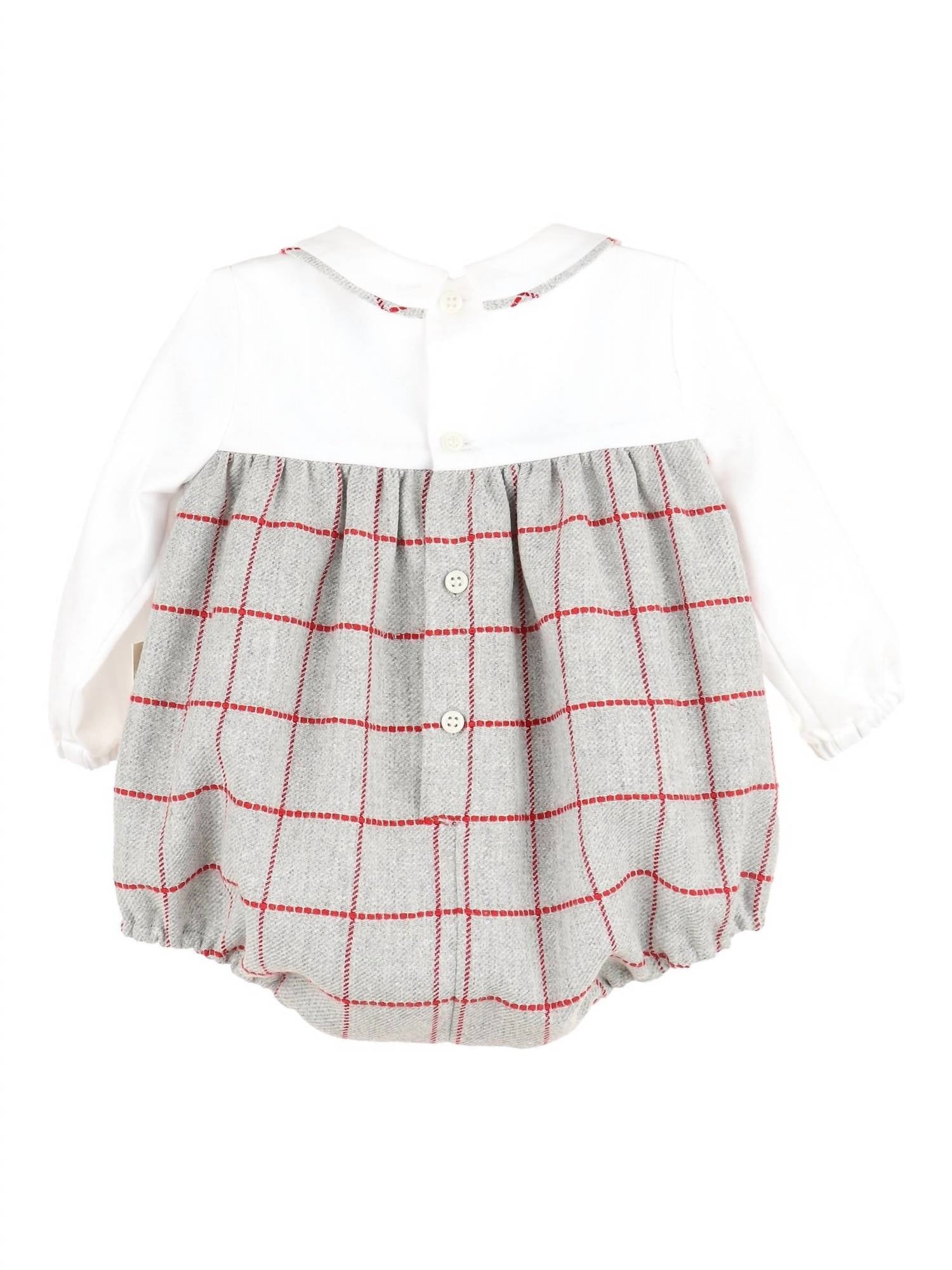 Sophie & Lucas - Holiday Check Choo Choo Bubble Romper