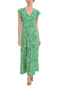 London Times - Floral Flutter Sleeve Maxi Dress