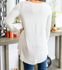 Zenana - Rounded Long Sleeve V-neck Top