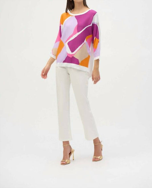 Joseph Ribkoff - Color-blocked Relaxed Pullover