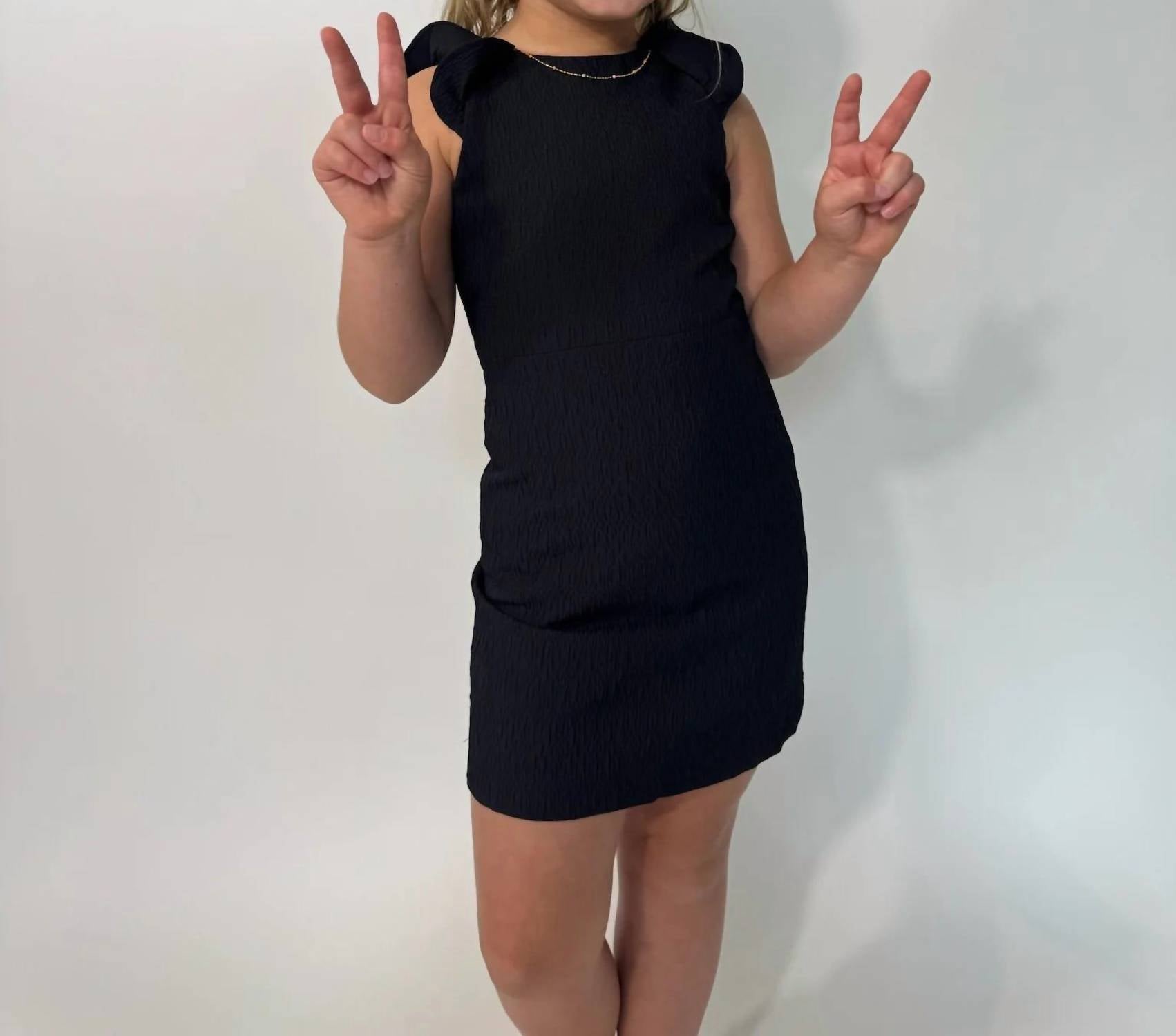 little Olin Girls Ruffle Dress in black - kids' dress