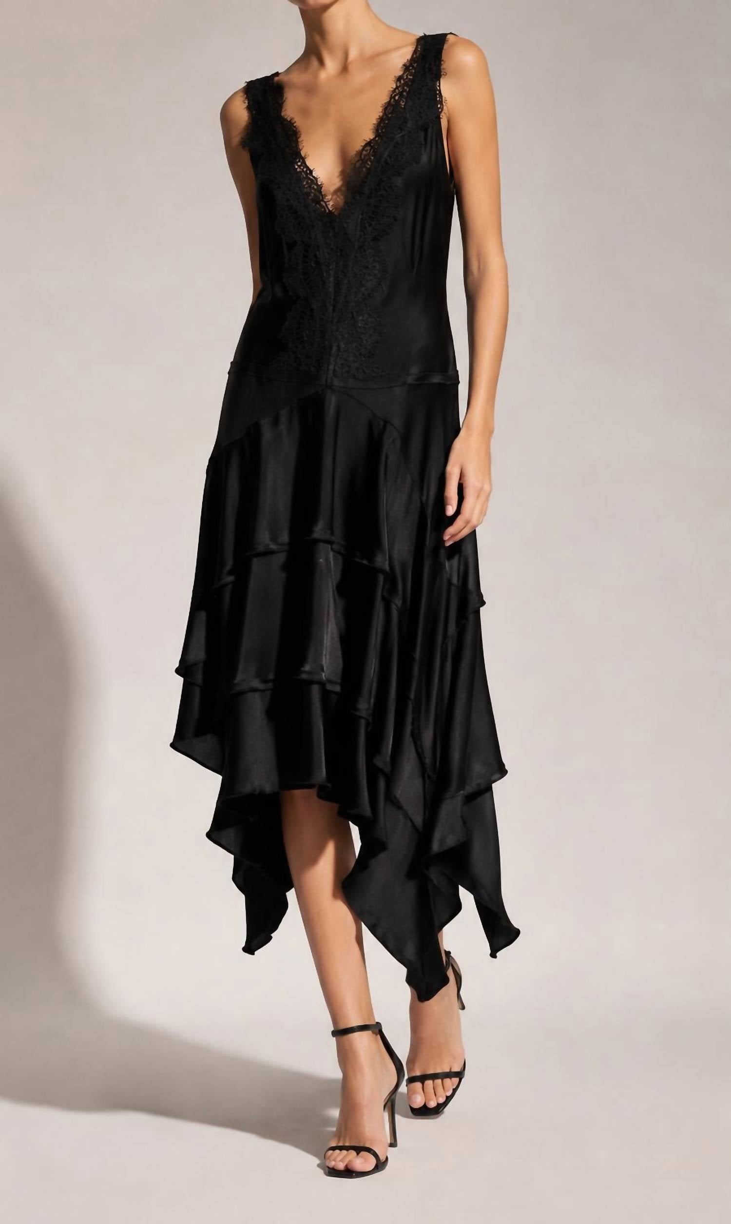 Victoria Beckham - Pre-loved Asymmetric Lace Trim Mini Dress
