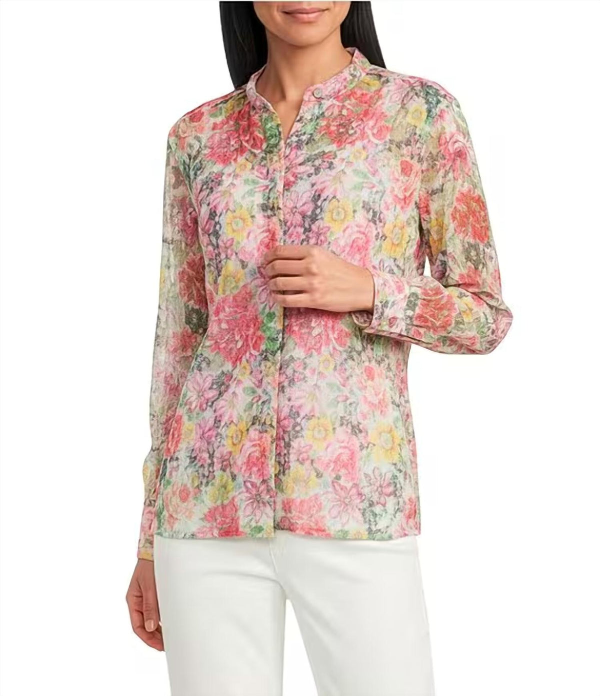 John Mark - Abstract Floral Lace Blouse