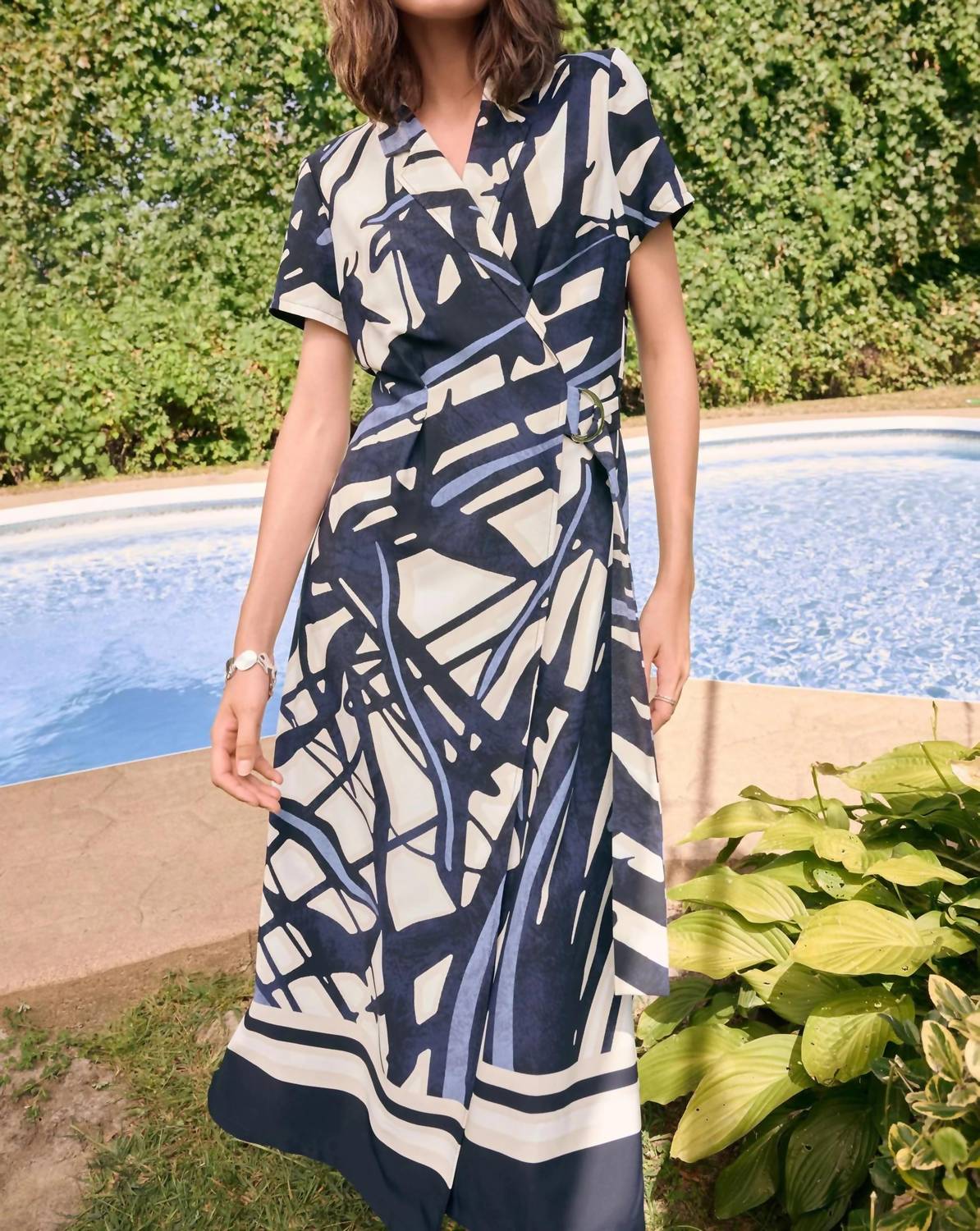 Joseph Ribkoff - Abstract Wrap Shirt Dress