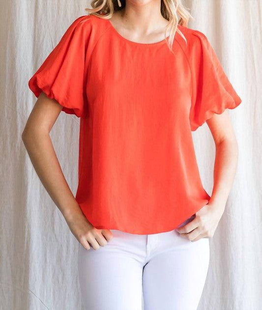 Jodifl - Solid U-neck Short Puffed Sleeved Top
