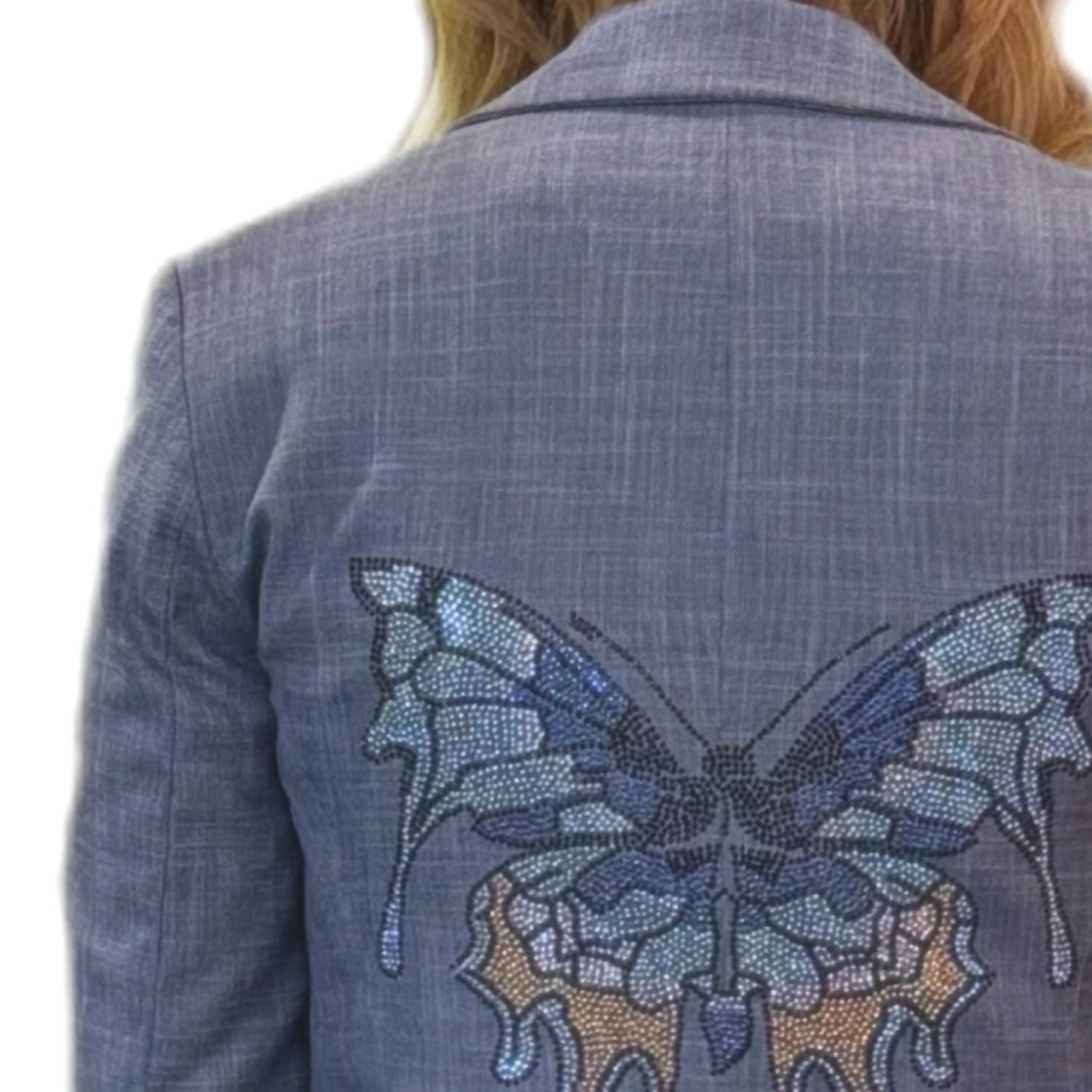 Hipchik - Long Sleeve Tweed Butterfly Blazer