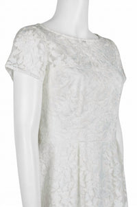 Adrianna Papell - Women's Boat Neck Short Sleeve Embroidered Dress