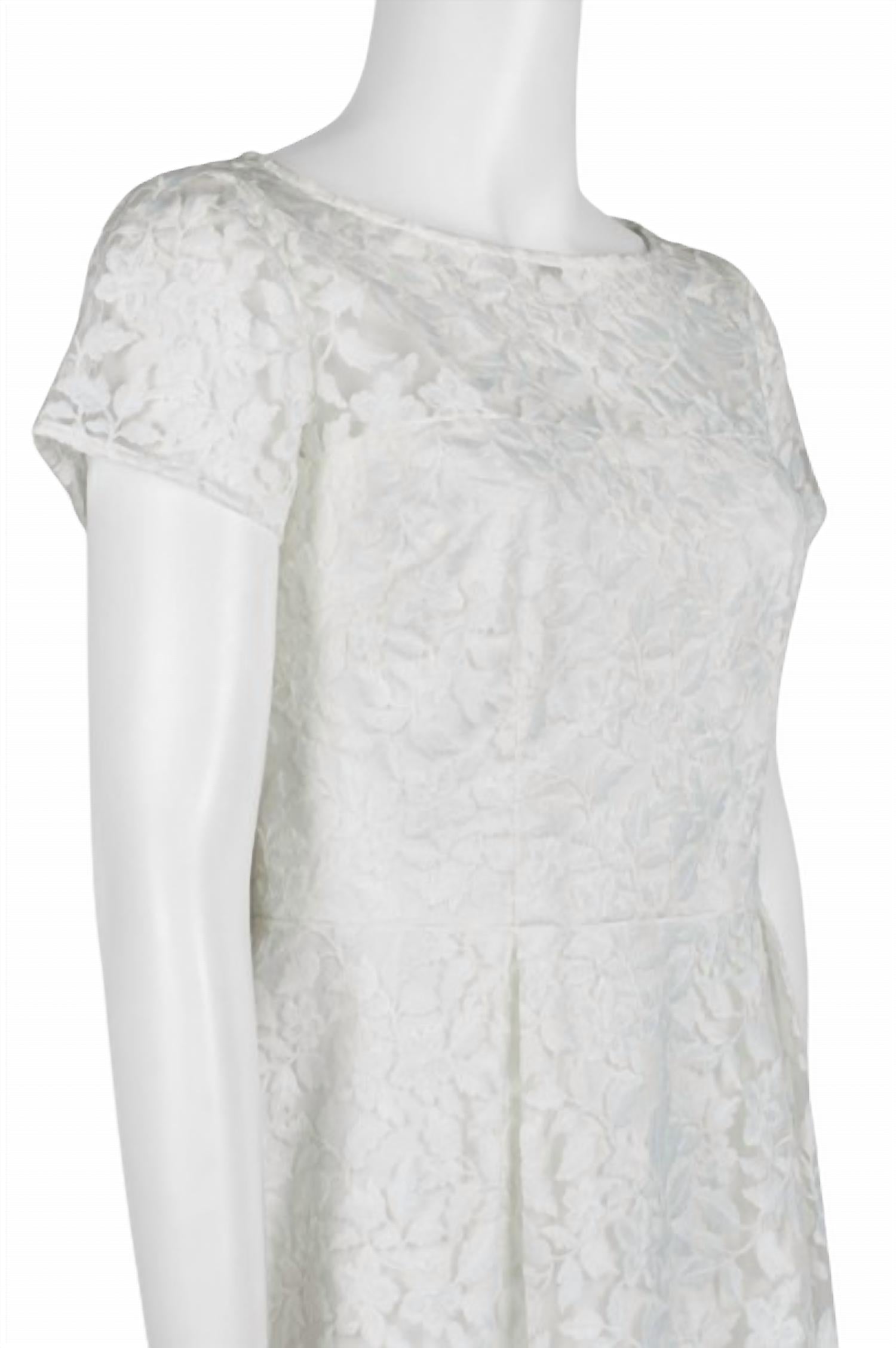 Adrianna Papell - Women's Boat Neck Short Sleeve Embroidered Dress