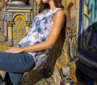 Charlie B - Printed Sleeveless Linen Blend Blouse