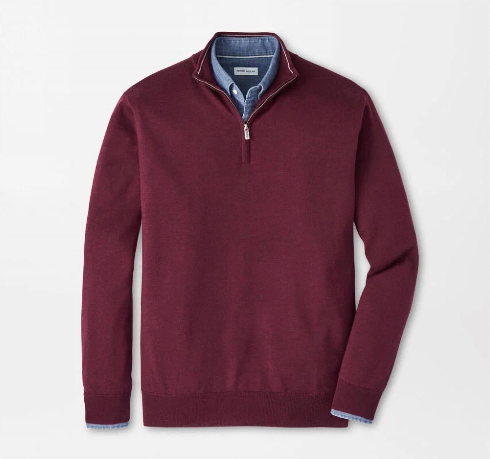 PETER MILLAR Autumn Crest Quarter Zip Sweater in autumn foliage - men's sweater - alternate view