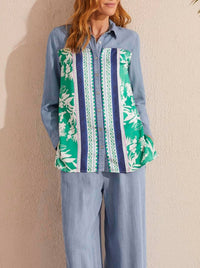 Tribal - Mixed Media Border Print Shirt