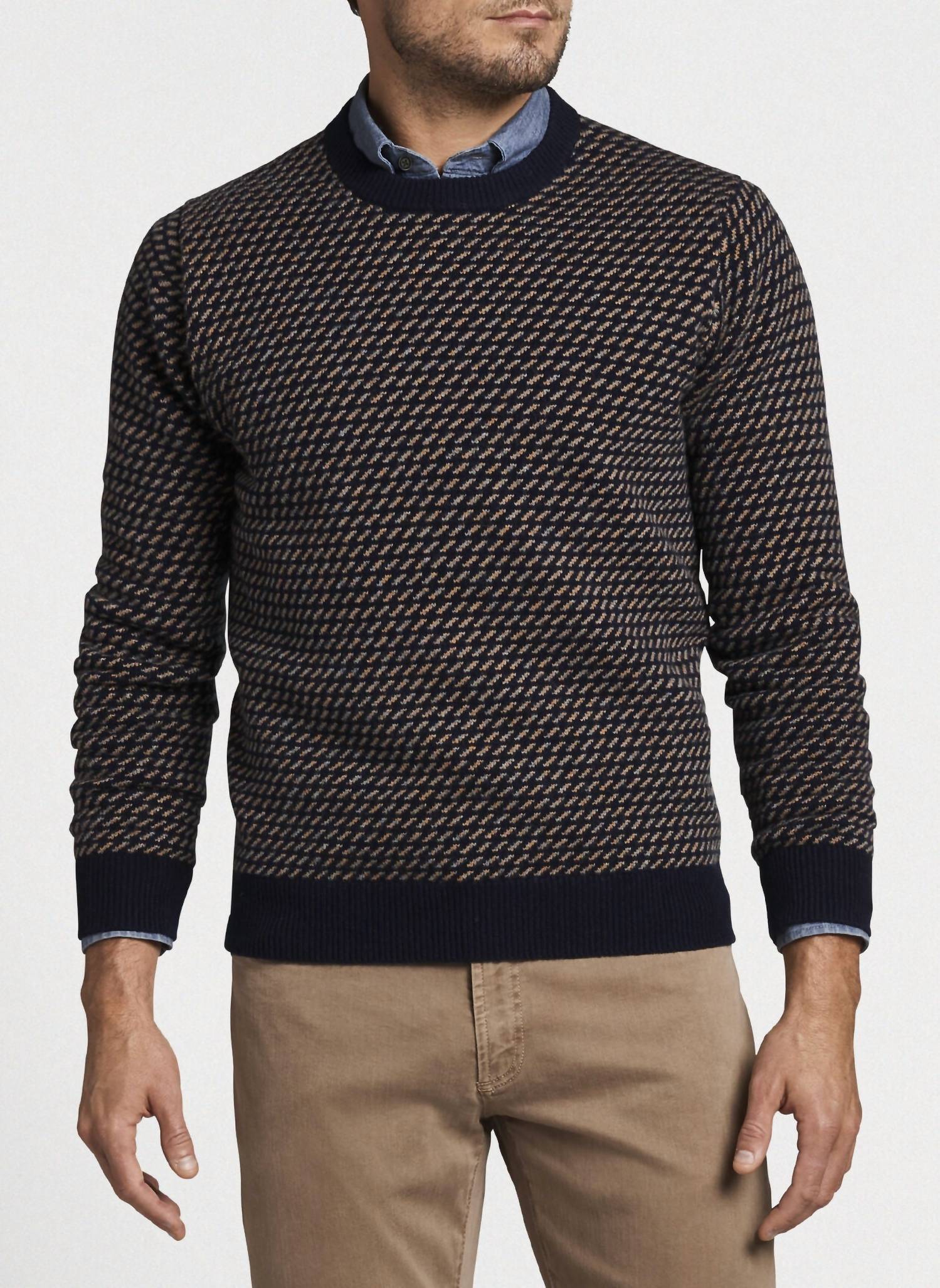 PETER MILLAR Norwegian Fisherman Crew Sweater in navy - women's sweater - alternate view