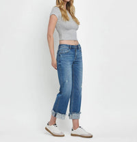 Flying Monkey - Mid Rise Raw Cuffed Hem Jeans